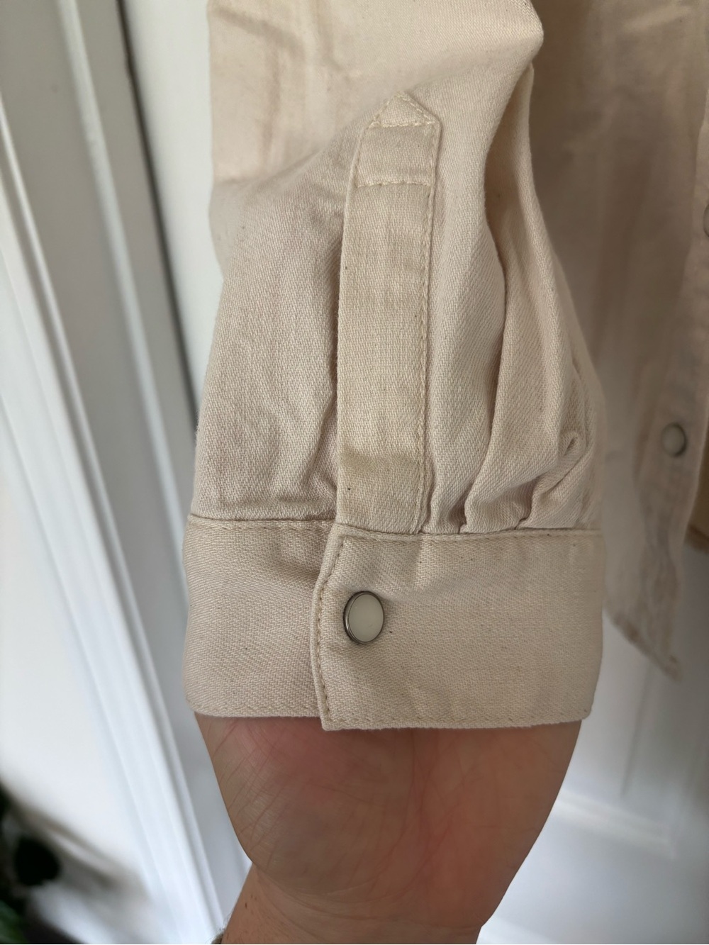 LOFT Light Beige Button Down Shirt | Size XL - Picture 4 of 7
